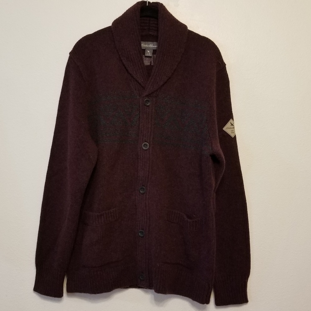 Eddie Bauer wool-blend shawlneck cardigan sweater